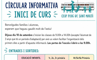 Benvinguts al nou curs! Tota la informació a la Circular d’Inici de Curs